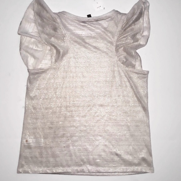 Banana Republic Cotton Linen Mix Gold Metallic Flutter Sleeve Blouse Top Small - Picture 8 of 8